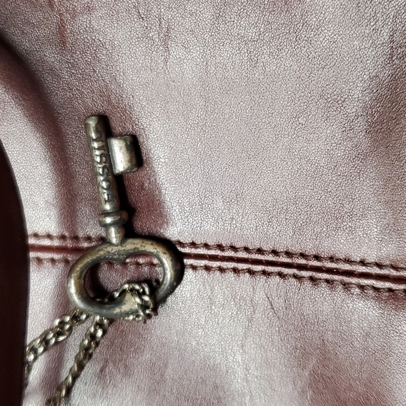 Fossil Purse Alligator Print Leather Closure Brown - Picture 4 of 6